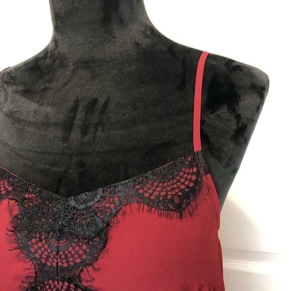 Harlowe&Graham burgundy wine black lace top blouse - Picture 4 of 10